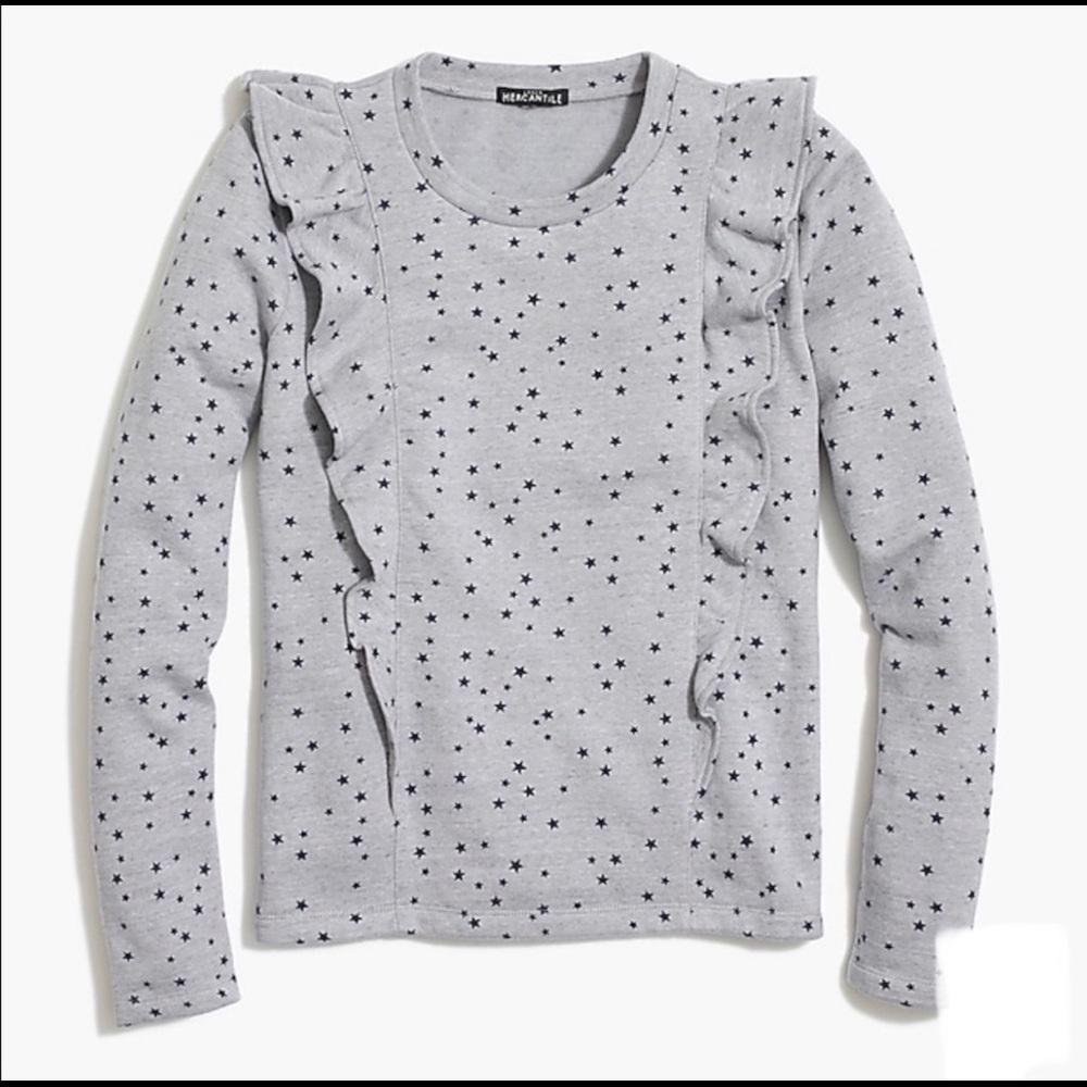 Jcrew Mercantile Women’s Star Ruffle Grey Pullover in Size M